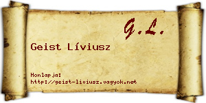 Geist Líviusz névjegykártya